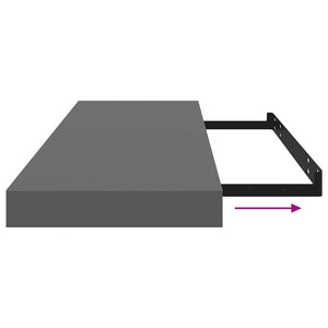 Svävande vägghyllor 2 st grå högglans 80x23,5x3,8 cm MDF