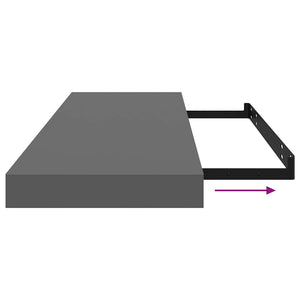 Svävande vägghyllor 4 st grå högglans 80x23,5x3,8 cm MDF