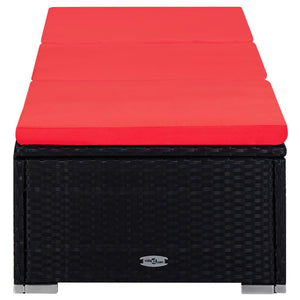 Solsäng med dyna & sidobord konstrotting röd