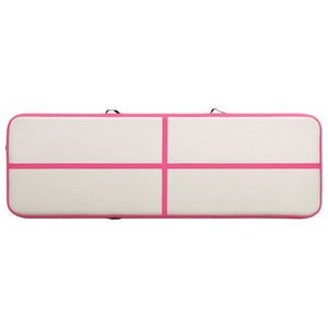 Uppblåsbar gymnastikmatta med pump 400x100x15 cm PVC rosa