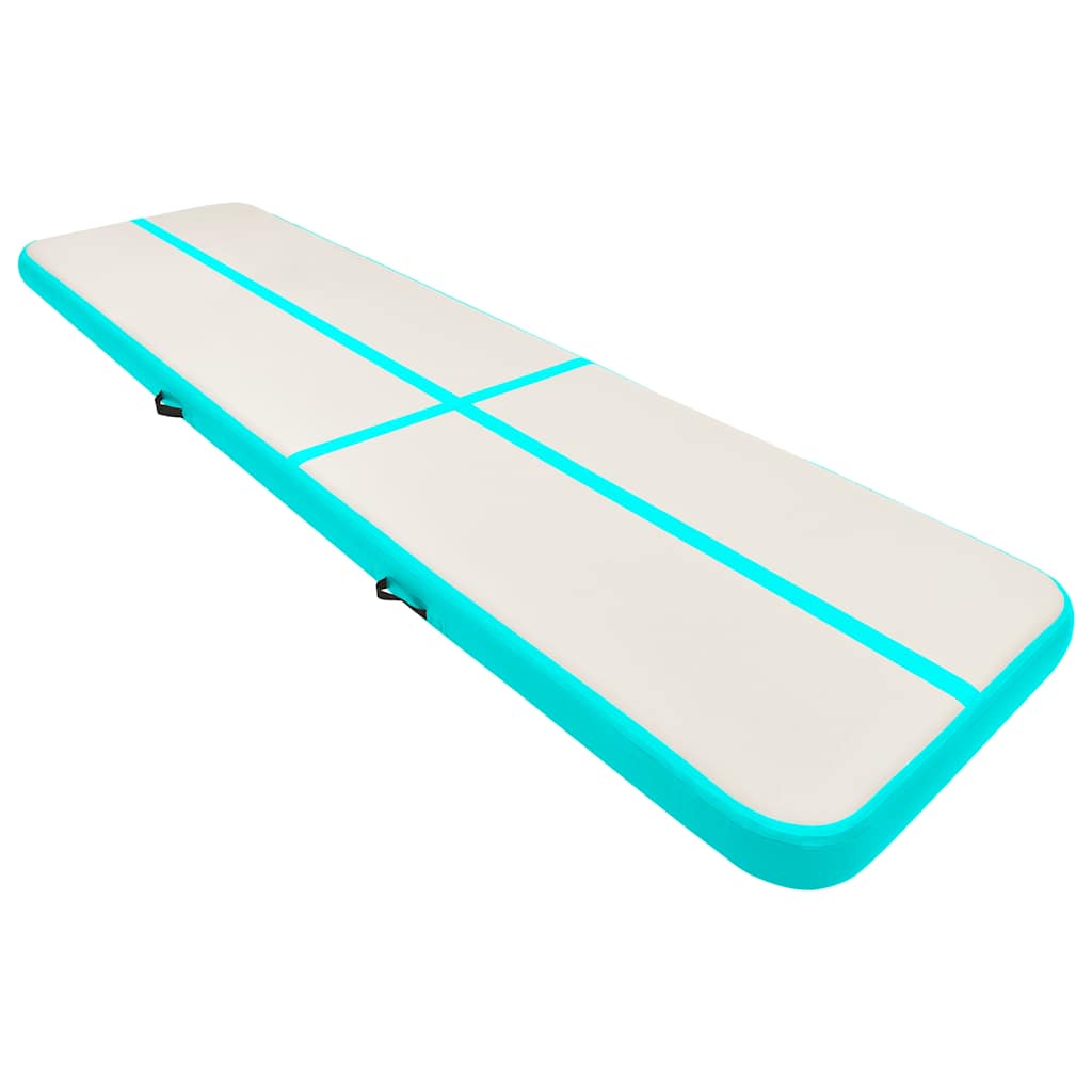 Uppblåsbar gymnastikmatta med pump 700x100x15 cm PVC grön
