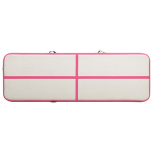 Uppblåsbar gymnastikmatta med pump 400x100x20 cm PVC rosa