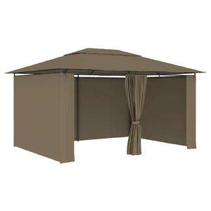 Paviljong med draperier 4x3 m taupe 180 g/m²