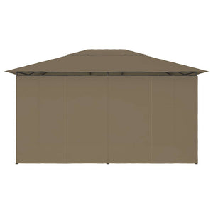 Paviljong med draperier 4x3 m taupe 180 g/m²