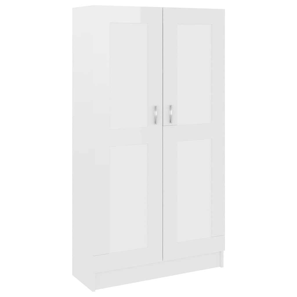 Bokskåp vit högglans 82,5x30,5x150 cm konstruerat trä