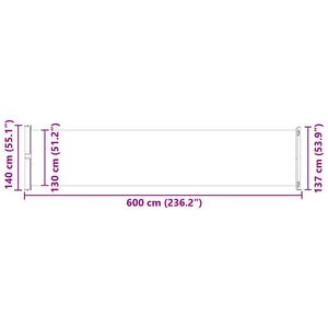Infällbar sidomarkis 140x600 cm svart