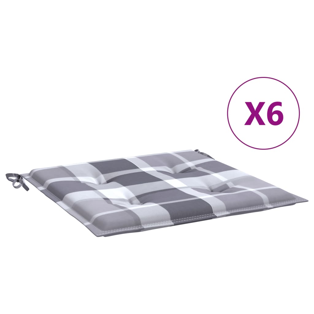 Stolsdynor 6 st grårutig 50x50x4 cm oxfordtyg