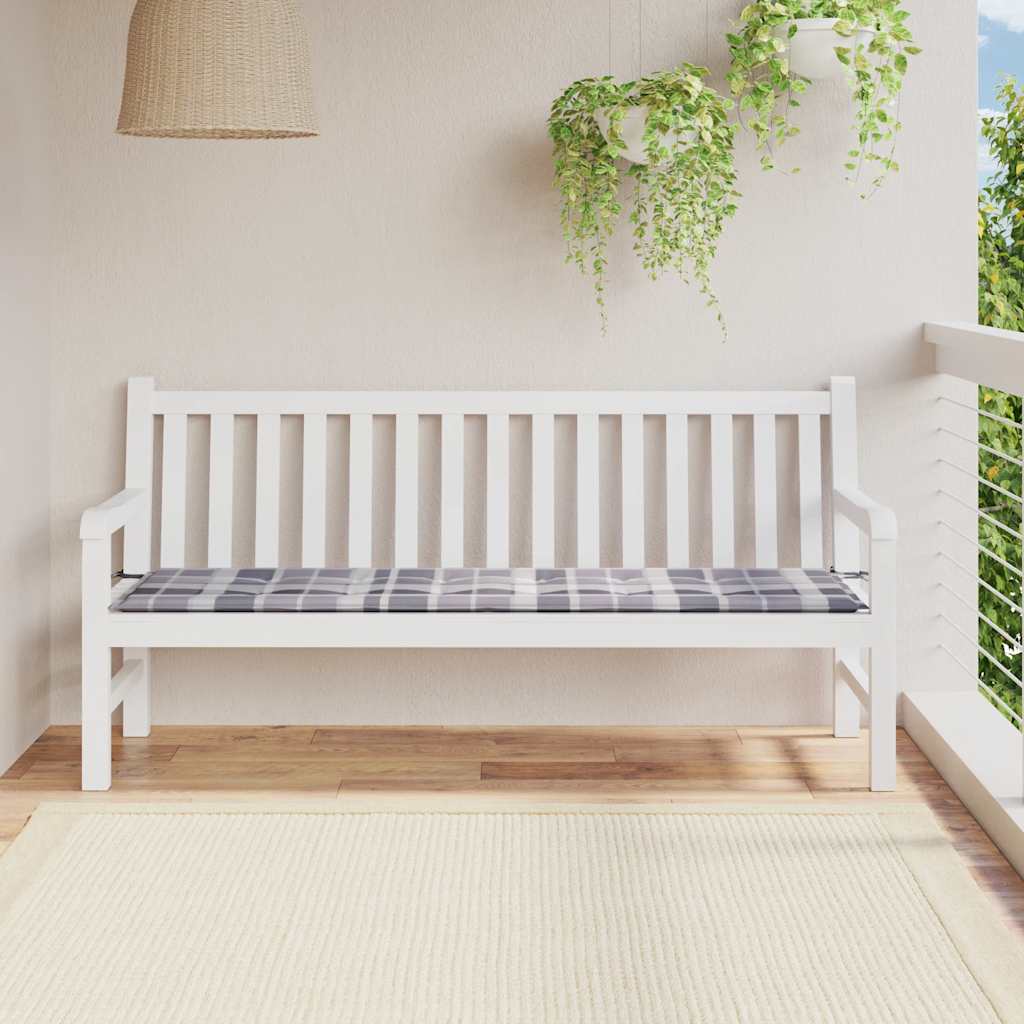 Bänkdyna för trädgården grårutig 180x50x3 cm tyg