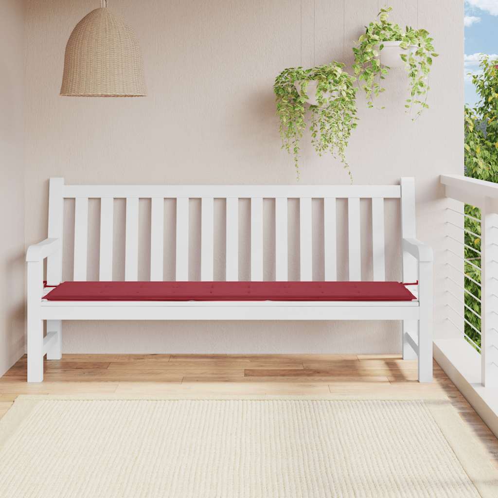 Bänkdyna för trädgården vinröd 200x50x3 cm oxfordtyg