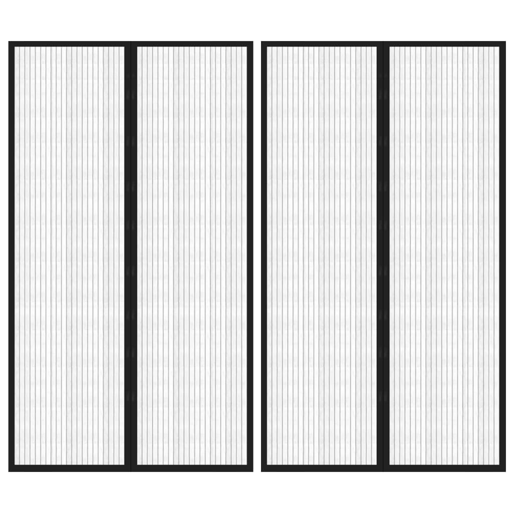 Insektsdraperier 2 st med magneter svart 200x80 cm