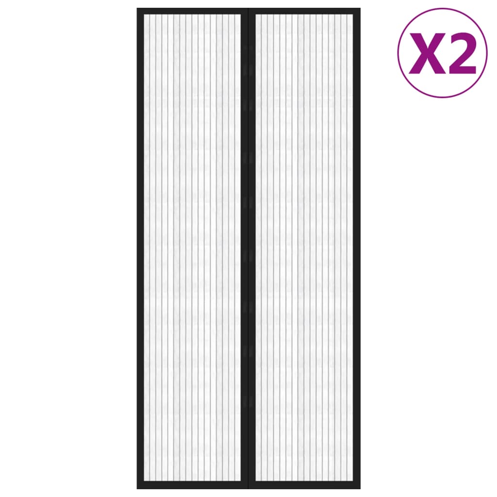 Insektsdraperier 2 st med magneter svart 210x90 cm