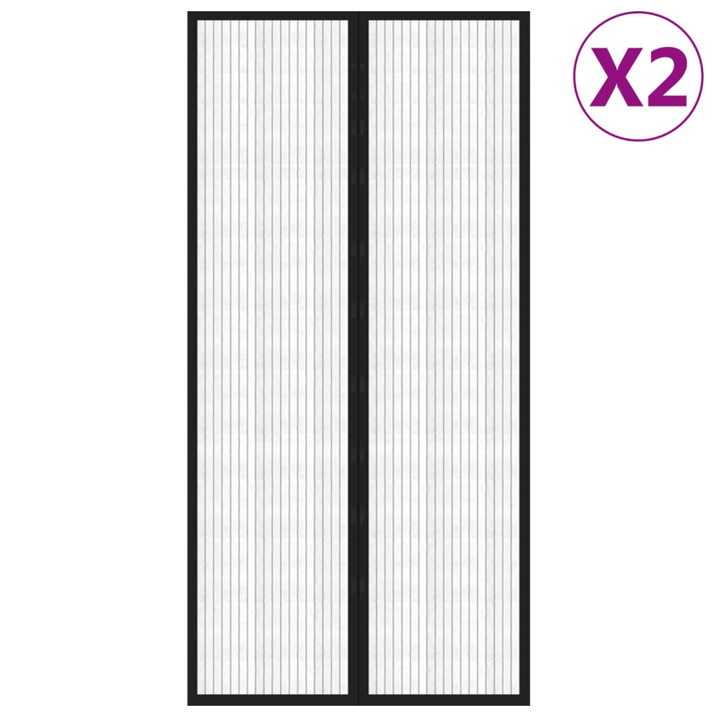 Insektsdraperier 2 st med magneter svart 220x100 cm