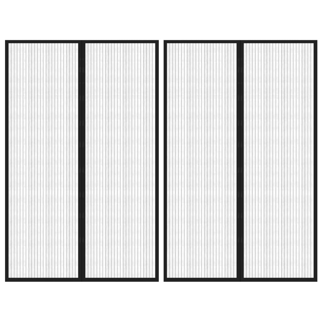 Insektsdraperier 2 st med magneter svart 220x130 cm