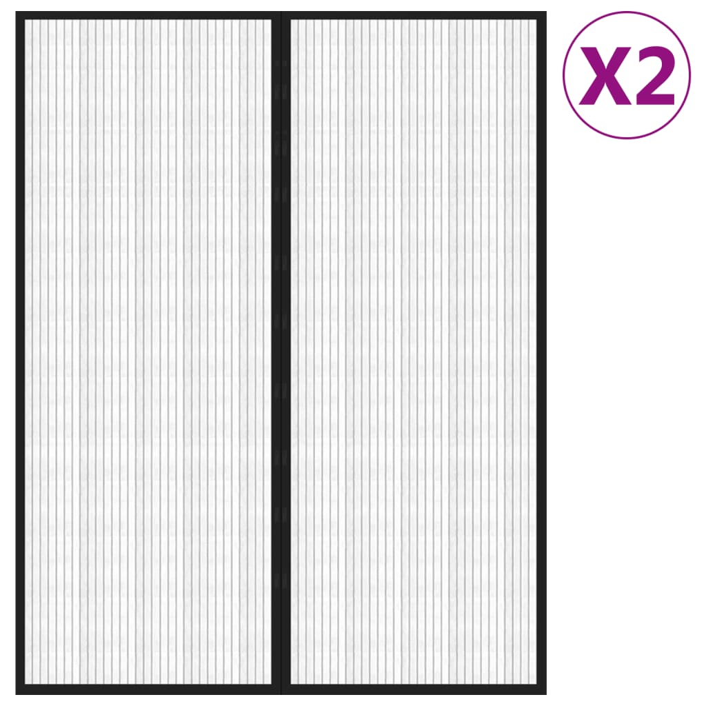Insektsdraperier 2 st med magneter svart 230x160 cm