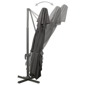 Fribärande trädgårdsparasoll med dubbelt lock antracit 400x300 cm