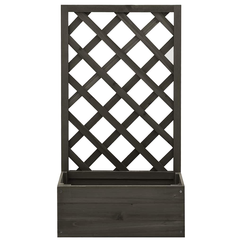 Odlingslåda med spaljé grå 50x25x90 cm massivt granträ
