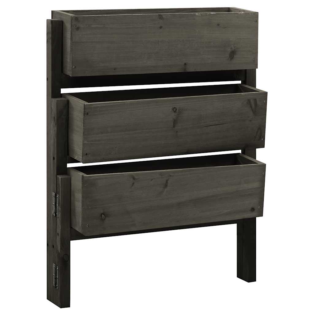Infällbar odlingslåda grå 60x14x75 cm massivt granträ