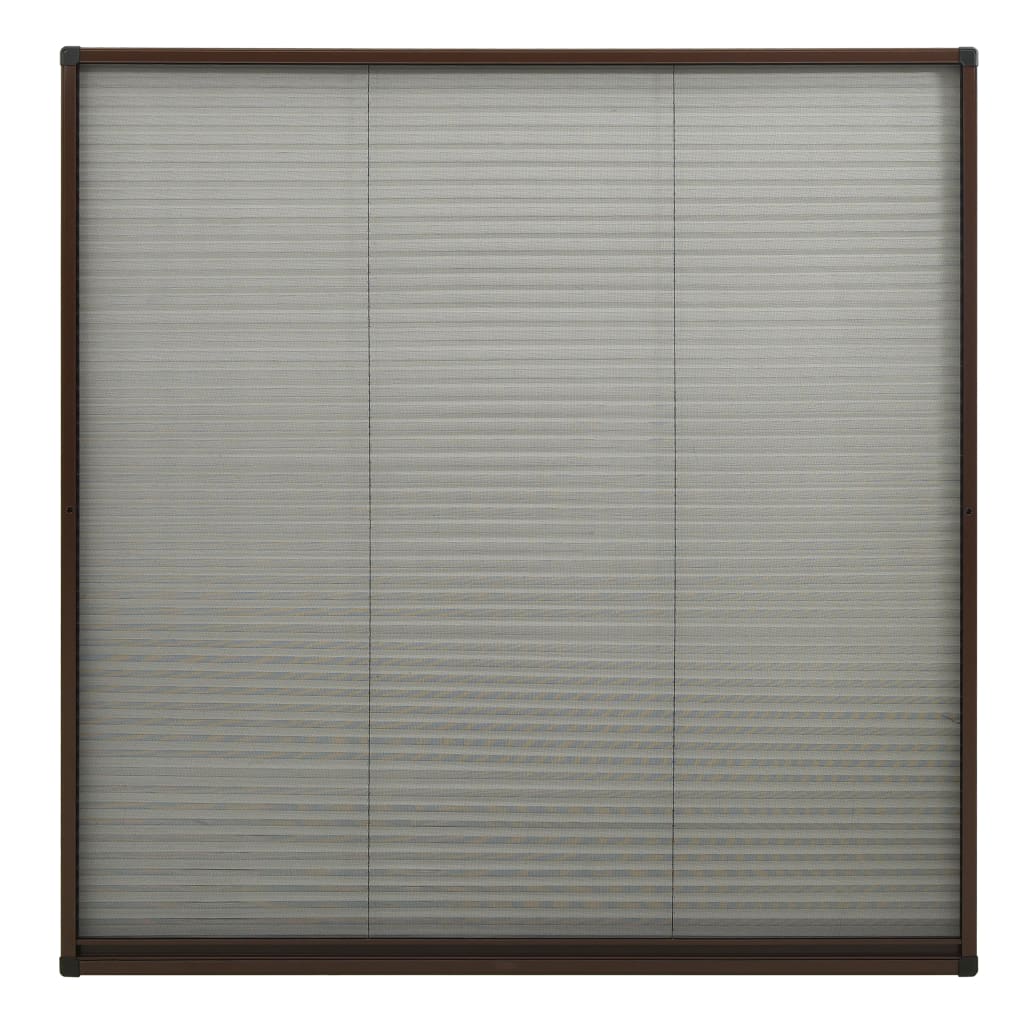 Plisserat insektsnät för fönster brun 120x120 cm aluminium