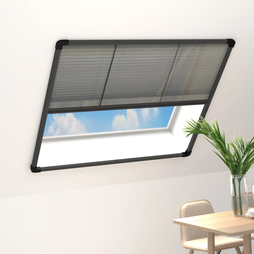Plisserat insektsnät för fönster aluminium antracit 120x120 cm