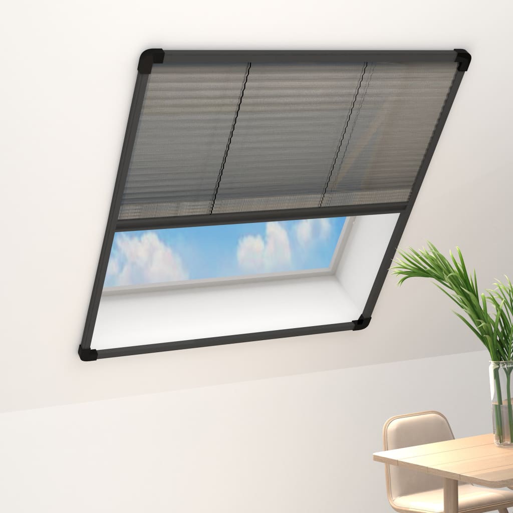Plisserat insektsnät för fönster aluminium antracit 80x160 cm