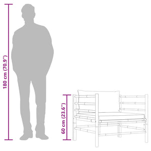 Trädgårdssoffa med gräddvita dynor bambu