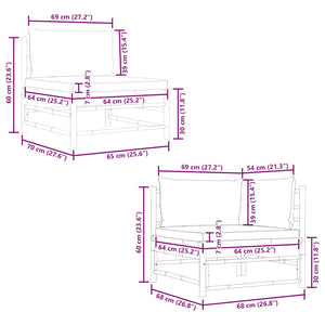 Loungegrupp för trädgården med mörkgråa dynor 2 delar bambu