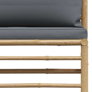 Loungegrupp för trädgården med mörkgråa dynor 2 delar bambu