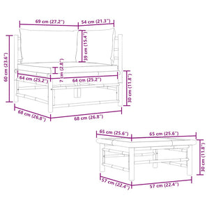 Loungegrupp för trädgården med mörkgråa dynor 2 delar bambu