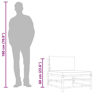 Mittensoffa för trädgården med mörkgrå dynor bambu
