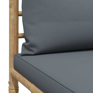 Mittensoffa för trädgården med mörkgrå dynor bambu