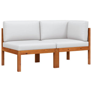 2-delad trädgårdsloungegrupp med kuddar trä akacia och rep