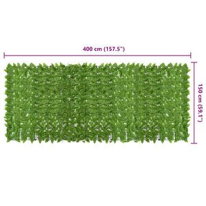 Balkongskärm gröna blad 400x150 cm