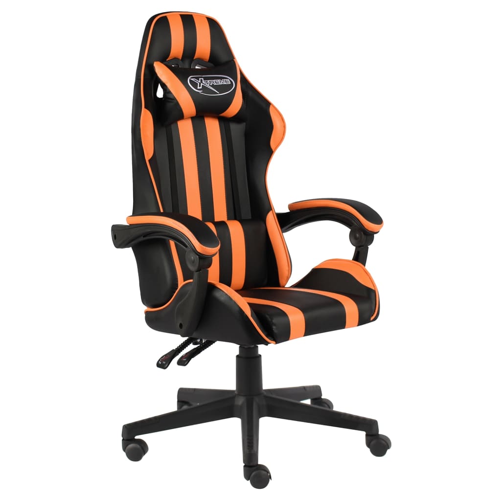 Gamingstol svart och orange konstläder