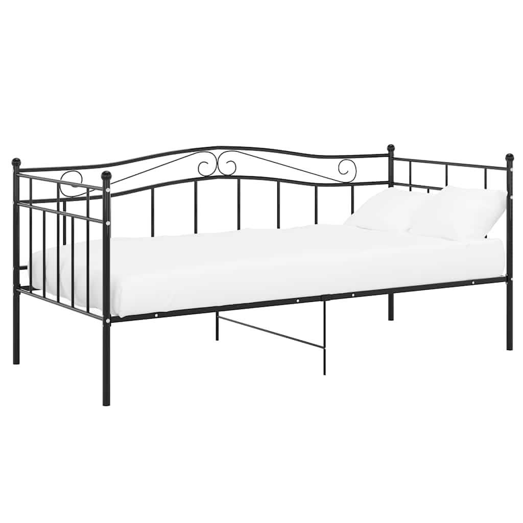 Sängram bäddsoffa svart metall 90x200 cm