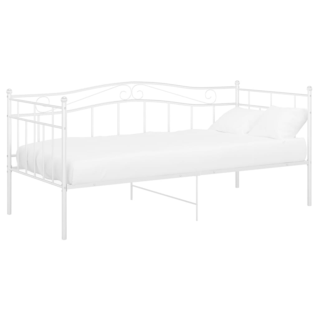 Sängram bäddsoffa vit metall 90x200 cm
