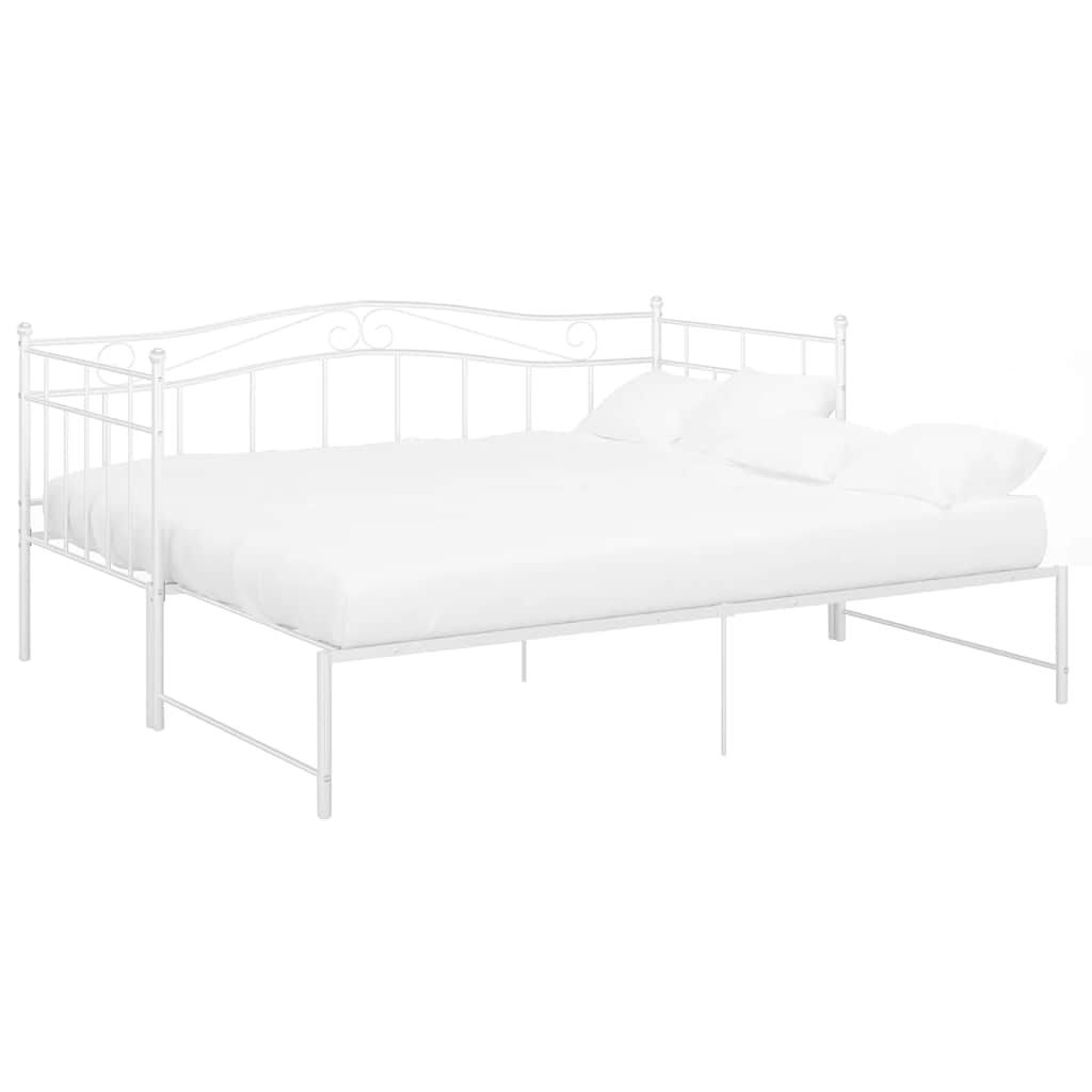 Utdragbar sängram bäddsoffa vit metall 90x200 cm