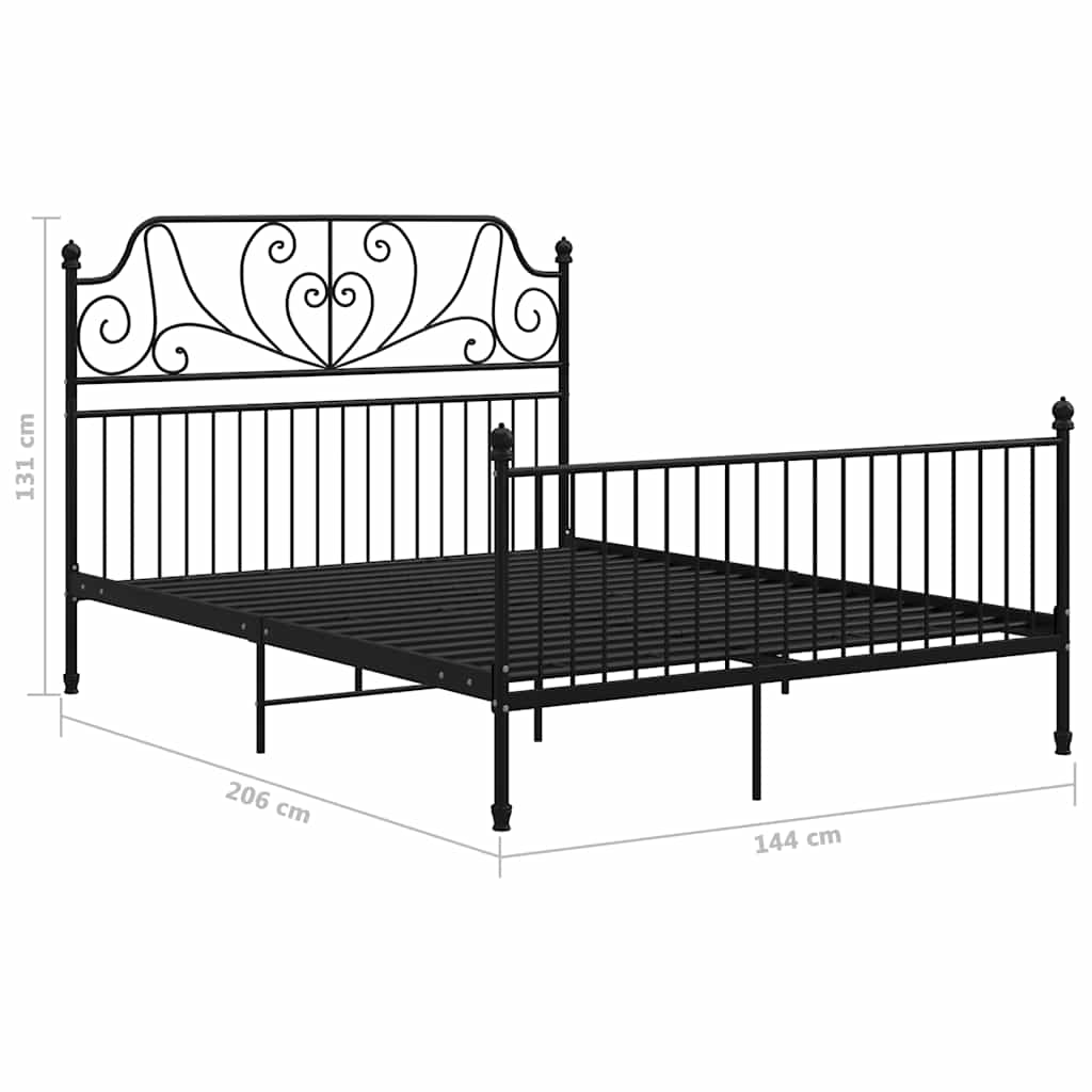 Sängram utan madrass svart metall 140x200 cm