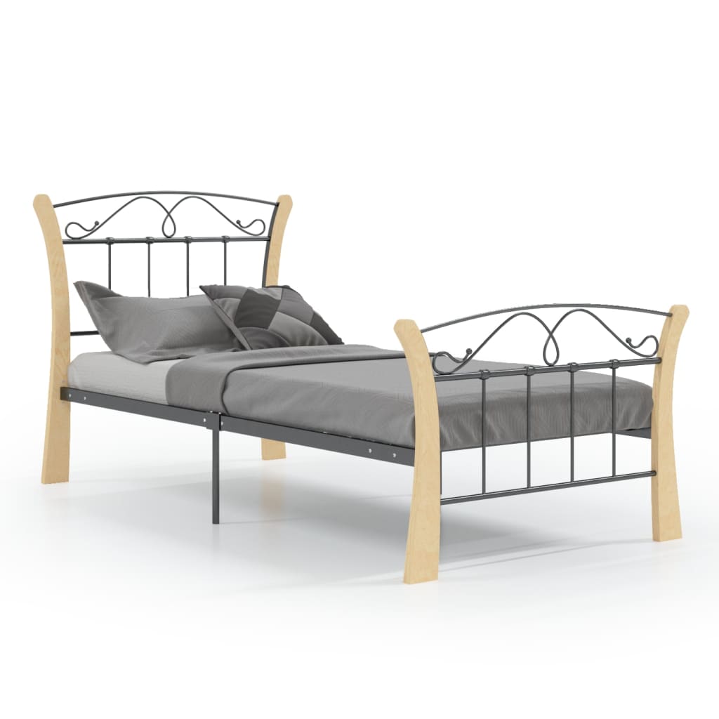 Sängram utan madrass svart metall 90x200 cm