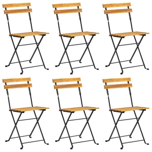 Hopfällbar matgrupp för trädgården 7 delar massivt akaciaträ