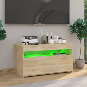 Tv-bänk med LED-belysning sonoma-ek 75x35x40 cm