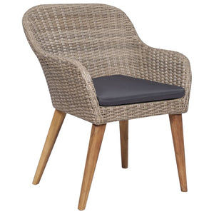 Matgrupp för trädgården 7 delar konstrotting brun