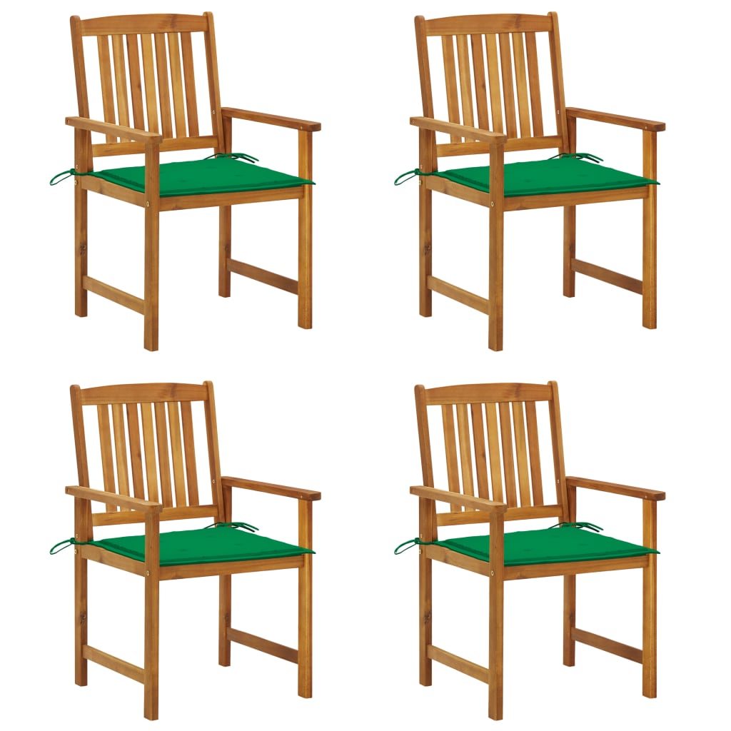 Trädgårdsstolar med dynor 4 st massivt akaciaträ