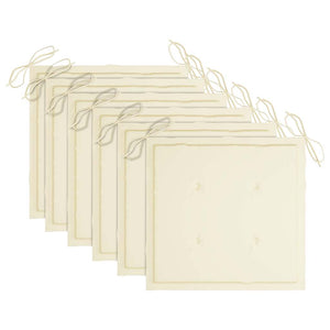 Trädgårdsstolar med gräddvita dynor 6 st massivt teakträ