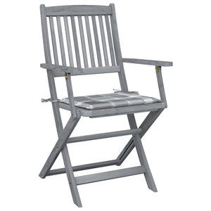 Hopfällbara trädgårdsstolar med dynor 2 st massivt akaciaträ