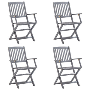 Hopfällbara trädgårdsstolar med dynor 4 st massivt akaciaträ
