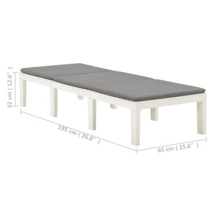 Solsäng med dyna plast vit