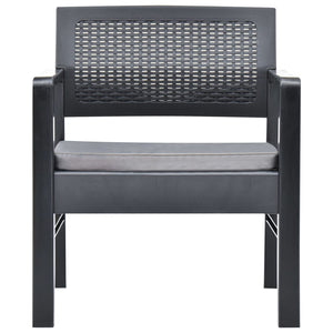 Loungegrupp för trädgården 3 delar med dynor plast grå