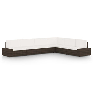 Loungegrupp för trädgården 6 delar konstrotting brun