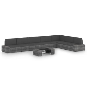 Loungegrupp för trädgården 8 delar grå konstrotting