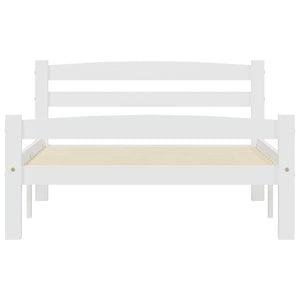 Sängram utan madrass vit massiv furu 90x200 cm